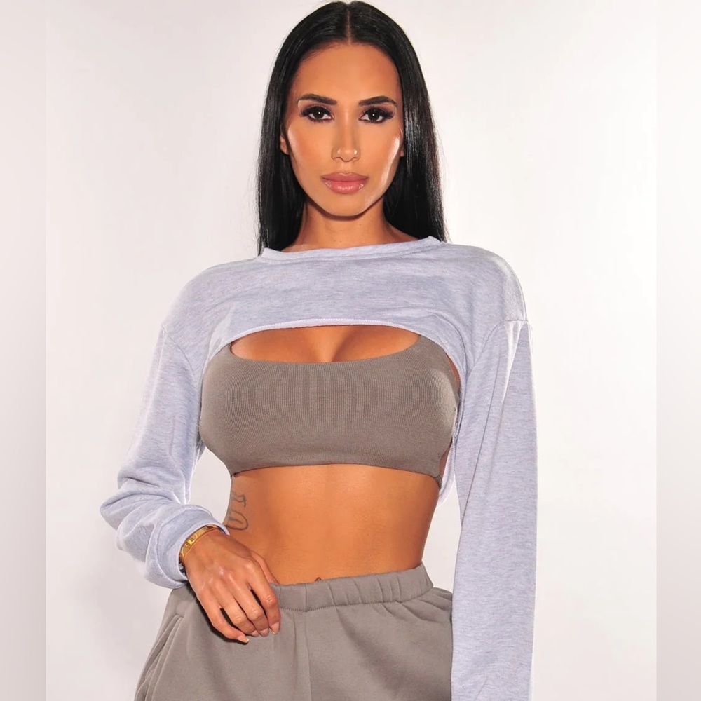 SHEIN Gray Cropped Hoodie